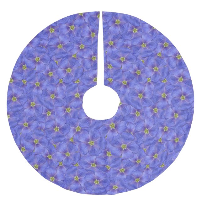 Blå lin utan sjölösa Mönster Julgransmatta Borstad Polyester (Framsidan)