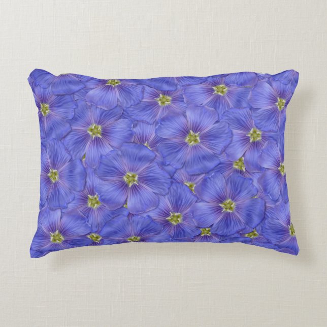 Blå lin utan sjölösa Mönster Prydnadskudde (Framsidan)