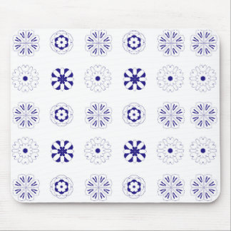 Blå linblomma mönster musmatta