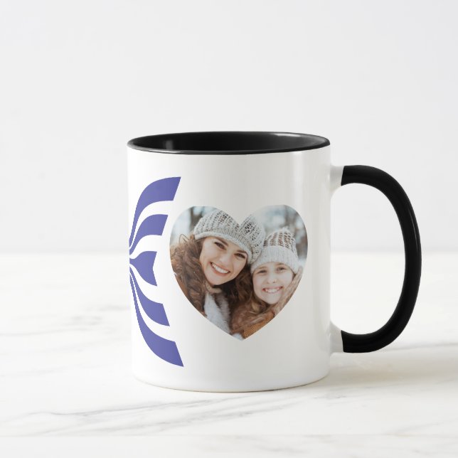 Blå linje Bokstav X Monogram hjärta Fotoalbum Mugg (Höger)