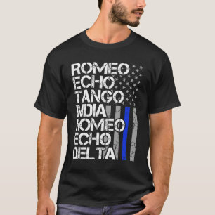 Blå linje för pensionerad polis t shirt