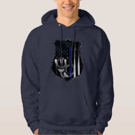 Blå linje handfängsel märke hoodie