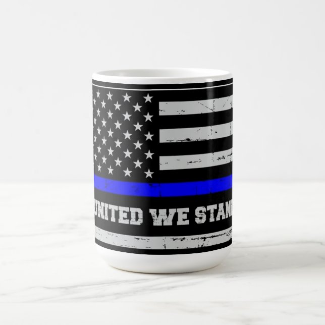 Blå linje polisflagga  kaffemugg (Center)