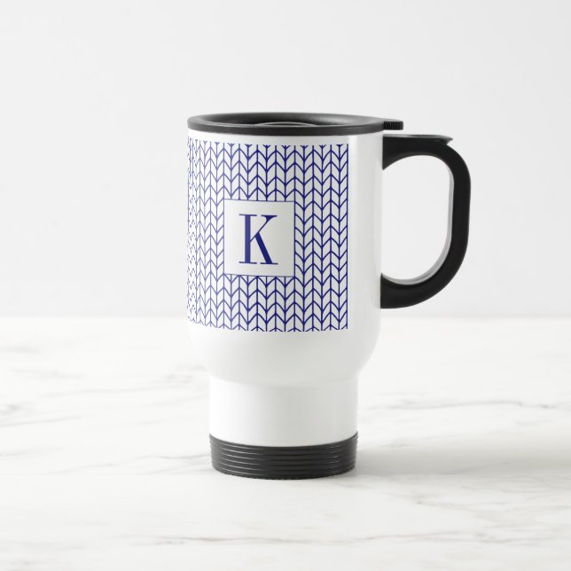 BLÅ LINJE STICKAD Resemugg + Initial  (Höger)