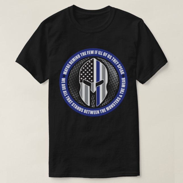 Blå linjen Spartan Helmet T Shirt (Design framsida)