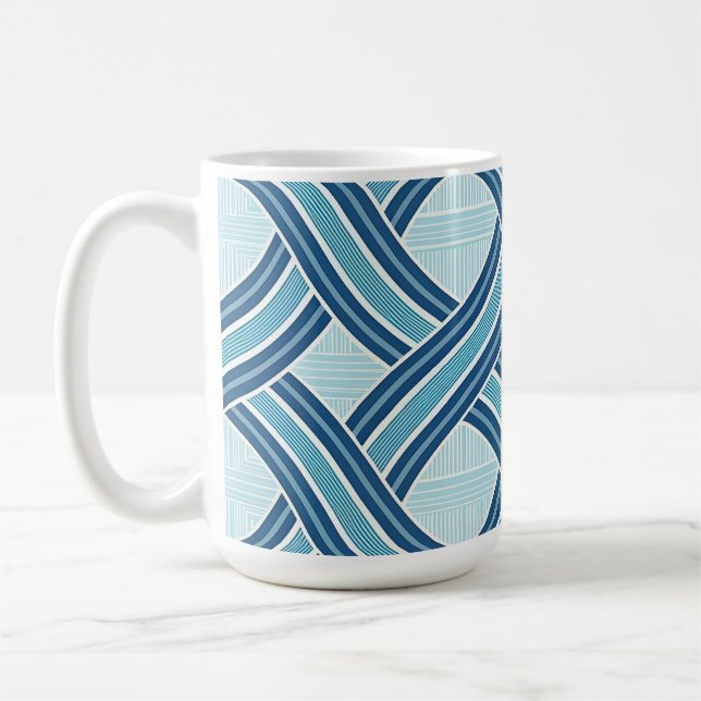 Blå linjer mönster kaffemugg (Vänster)