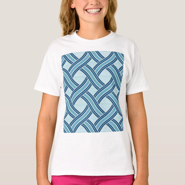 Blå linjer mönster t shirt (Framsida)