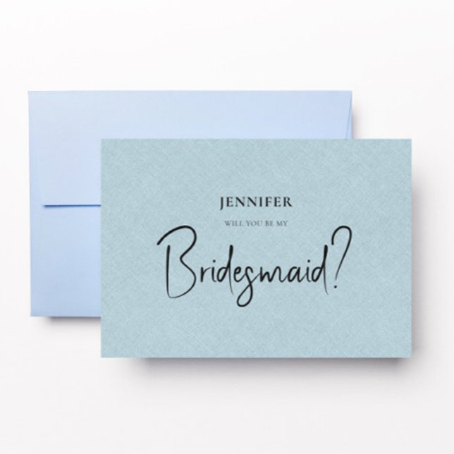 Blå linne White-skript blir min bridesmaid Inbjudningar (Skapare uppladdad)
