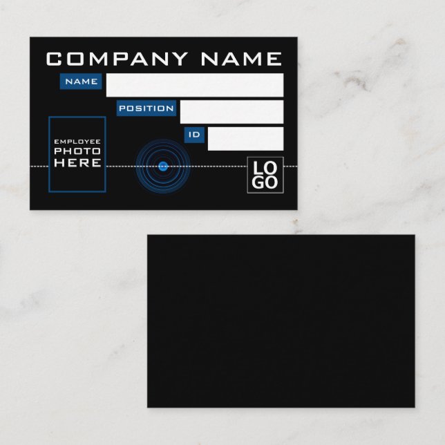 Blå linser, foto-ID-kort Visitkort (Fram/baksida)