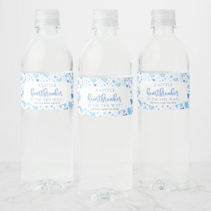 Blå Liten Älskling Valentin Babyshower Vattenflaska Etikett
