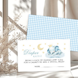 Blå Liten Elefant Baby Shower Blöja Lotteri Tilläggskort