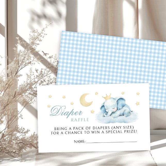 Blå Liten Elefant Baby Shower Blöja Lotteri Tilläggskort (Skapare uppladdad)