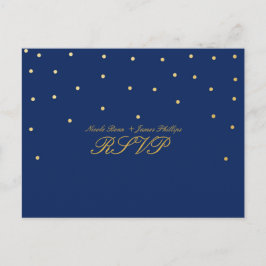Blå & liten guldbekännelse svar bröllopskort inbjudan vykort
