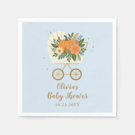 Blå liten pumpa baby shower pappersservett