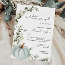 Blå Liten Pumpa Höst Baby Shower