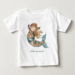 Blå liten sjöjungfru t shirt