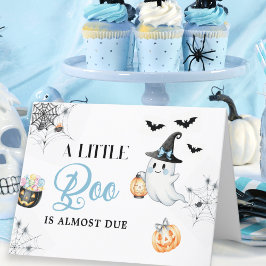 Blå Little Boo Halloween Baby Shower Tack Kort