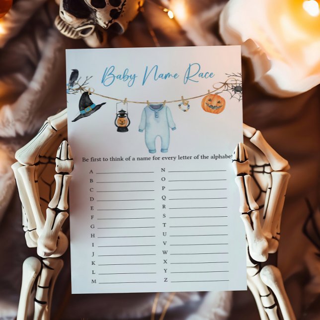 Blå Little Boo Halloween-matchen Baby Namn Tävling (Halloween Baby Clothes Baby Shower Baby Name Race Game)
