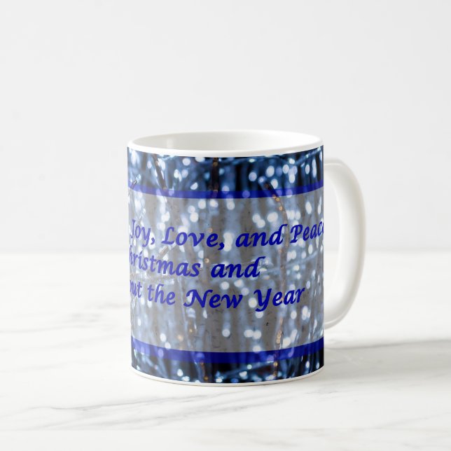 Blå Ljus Abstrakt Text Julkaffe Mugg (Framsida höger)