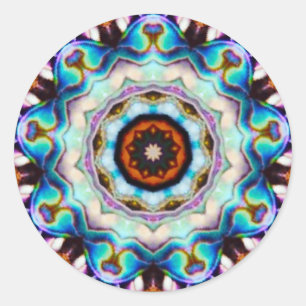 Blå Ljus i Paua-Snäckan Fractal Runt Klistermärke
