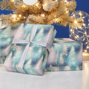 Blå Ljus Träd Modern Jul Presentpapper