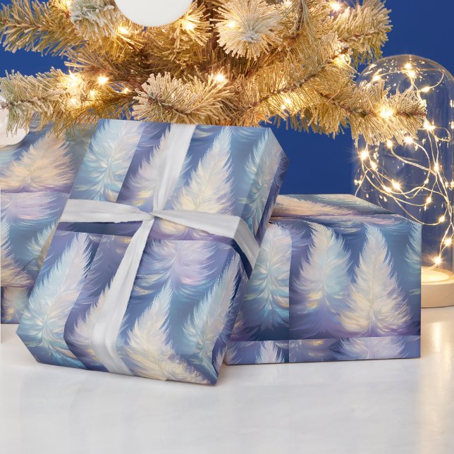 Blå Ljus Träd Modern Jul Presentpapper (Helgdagar)