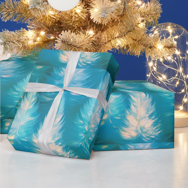 Blå Ljus Träd Modern Jul Presentpapper (Helgdagar)