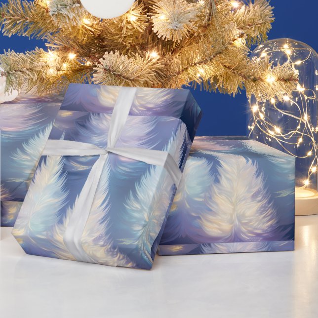 Blå Ljus Träd Modern Jul Presentpapper (Helgdagar)