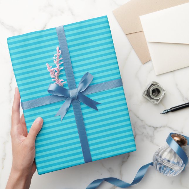 Blå & Ljus Turkos Ränder Presentpapper (Gifting)