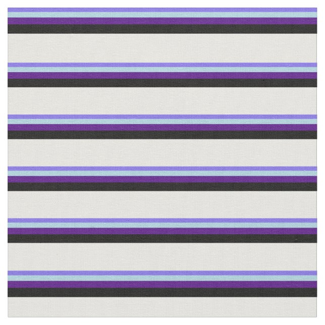 Blå, ljusblå, Indigo, Black & Mint Cream Tyg (Närbild)