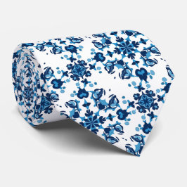 Blå, ljusblå och vit Petal, stor Mönster Slips