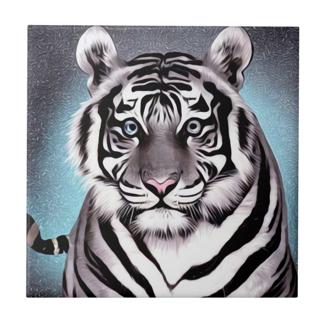Blå ljusvit tiger kakelplatta (Framsidan)