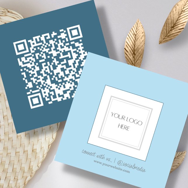 Blå | LOGOTYP | QR-kod Fyrkantigt Visitkort (Skapare uppladdad)