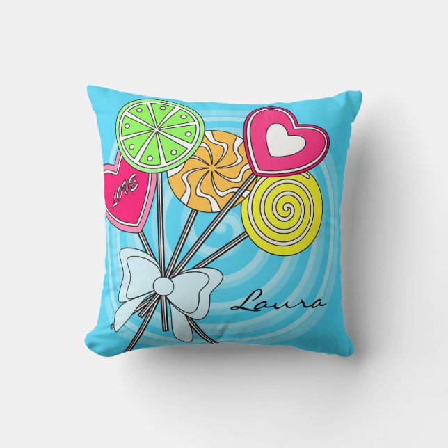 Blå lollipop Pillow Kudde (Framsida)
