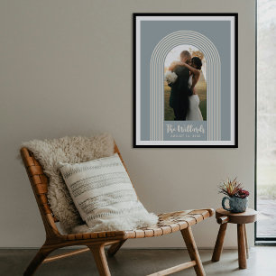 Blå Lombard-linjer Bågformad Anpassad Foto Art Pri Poster