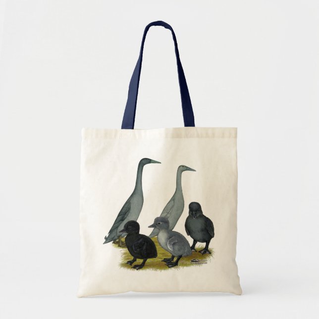 Blå löparducks familj tygkasse (Framsidan)