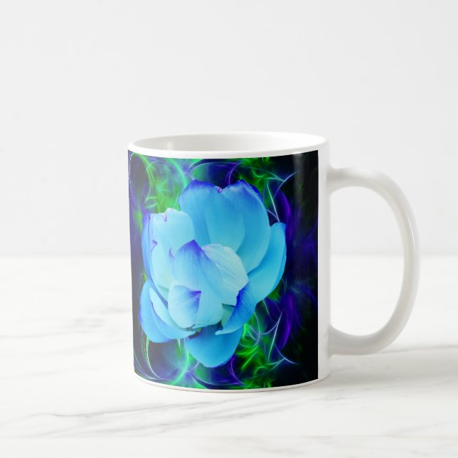 Blå lotus-blomma och dess betydelse kaffemugg (Höger)
