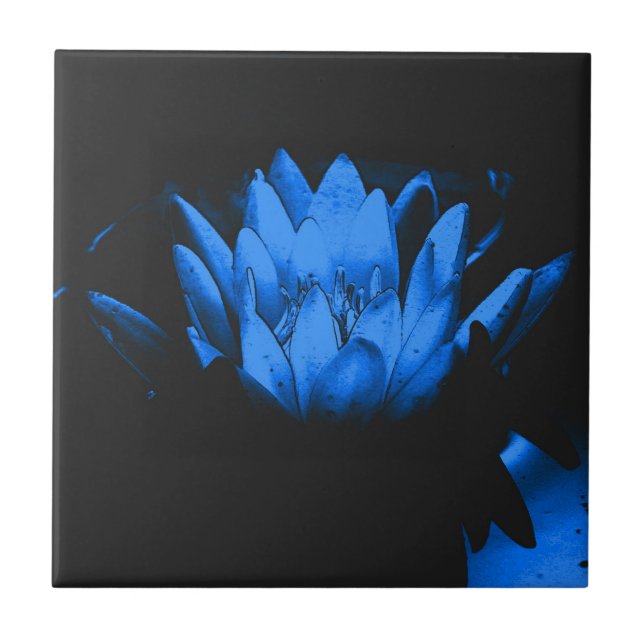 Blå Lotus Blommigt Art Tile Kakelplatta (Framsidan)