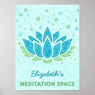 Blå Lotus Flower Zen i Meditation Space NAMN Poster