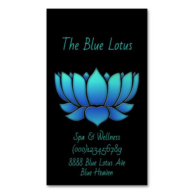 blå lotus - magnetiska visitkort (Framsida vertikal)