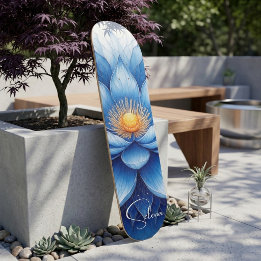 Blå Lotus Mandala Andlig Medvetenhet Fred Boho Mini Skateboard Bräda 18,5 Cm