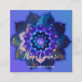 Blå Lotus Mandala Fyrkantigt Visitkort
