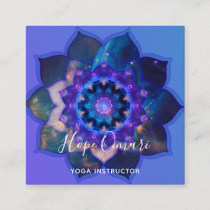 Blå Lotus Mandala Fyrkantigt Visitkort