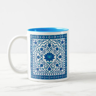 Blå Lotus Mandala-platta Två-Tonad Mugg