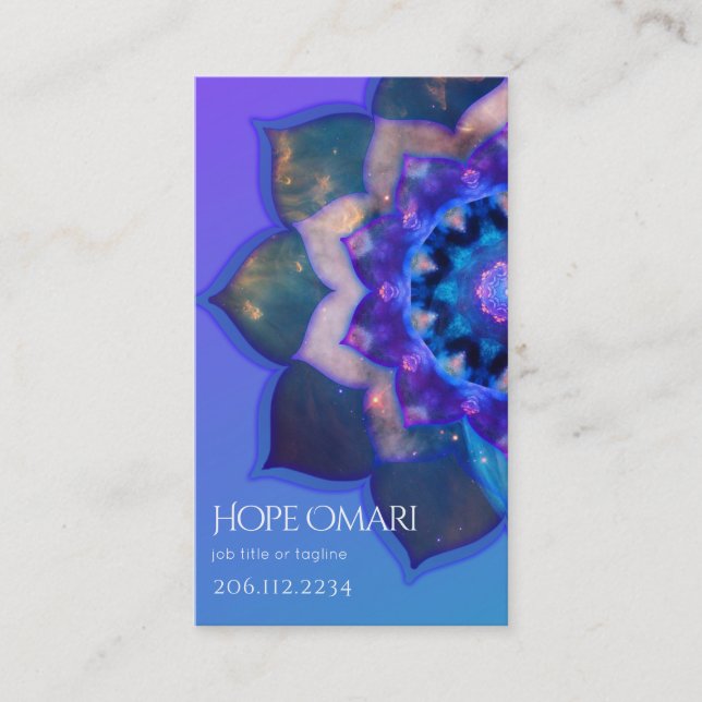 Blå Lotus Mandala Visitkort (Framsida)