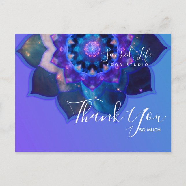 Blå Lotus Mandala Vykort (Framsida)