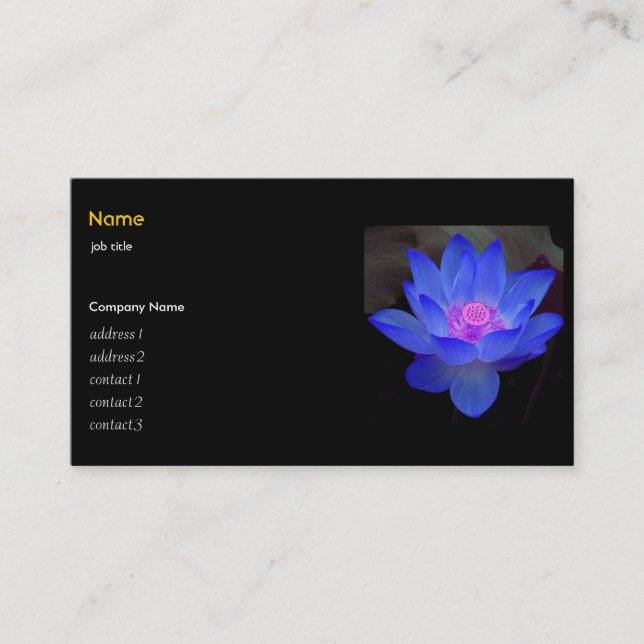 Blå lotus, näckros visitkort (Framsida)