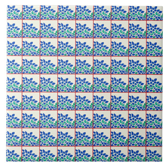 Blå löv Ceramic Tile Kakelplatta (Framsidan)