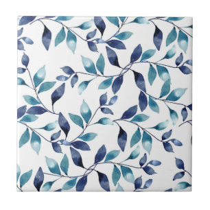 Blå Löv Ceramic Tile Kakelplatta