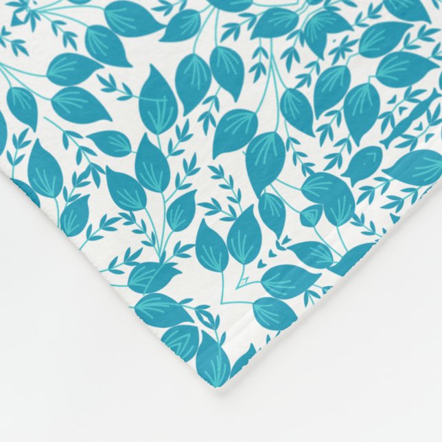 Blå Löv Fleecefilt (Hörn)